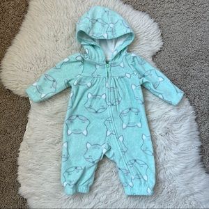 Just One You | Fleece Fox 🦊 Hooded One-Piece | Baby Girls | NB
